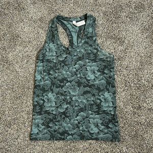 Athleta Teal Jacquard Racerback Tank Top Stretch Floral‎